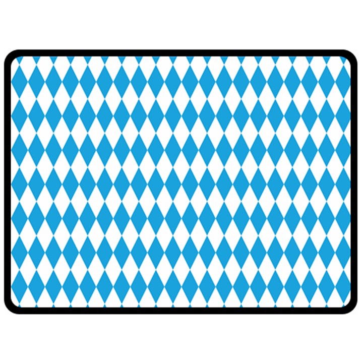 Oktoberfest Bavarian Blue and White Large Diagonal Diamond Pattern Double Sided Fleece Blanket (Large) 