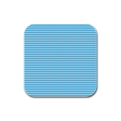 Oktoberfest Bavarian Blue And White Small Diagonal Diamond Pattern Rubber Square Coaster (4 Pack)  by PodArtist