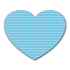 Oktoberfest Bavarian Blue And White Small Diagonal Diamond Pattern Heart Mousepads by PodArtist