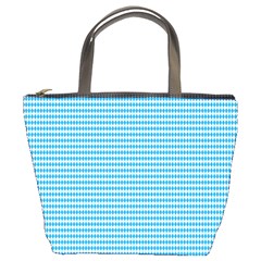 Oktoberfest Bavarian Blue And White Small Diagonal Diamond Pattern Bucket Bag by PodArtist