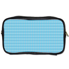 Oktoberfest Bavarian Blue And White Small Diagonal Diamond Pattern Toiletries Bag (two Sides) by PodArtist