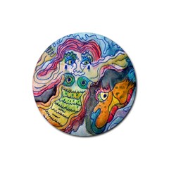 Watercolor Mermaid Rubber Coaster (round)  by chellerayartisans