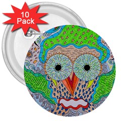 Cosmic Owl 3  Buttons (10 pack) 