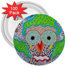 Cosmic Owl 3  Buttons (100 pack) 