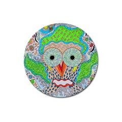 Cosmic Owl Magnet 3  (round) by chellerayartisans