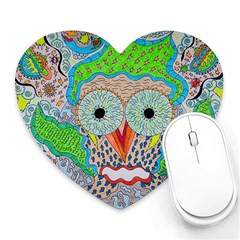 Cosmic Owl Heart Mousepads