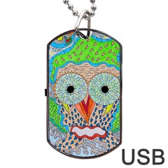 Cosmic Owl Dog Tag Usb Flash (one Side) by chellerayartisans