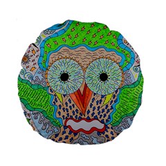 Cosmic Owl Standard 15  Premium Round Cushions