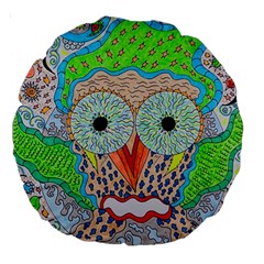 Cosmic Owl Large 18  Premium Round Cushions