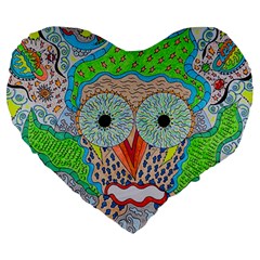 Cosmic Owl Large 19  Premium Heart Shape Cushions