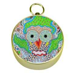 Cosmic Owl Gold Compasses by chellerayartisans