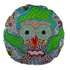 Cosmic Owl Large 18  Premium Flano Round Cushions