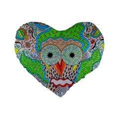 Cosmic Owl Standard 16  Premium Flano Heart Shape Cushions