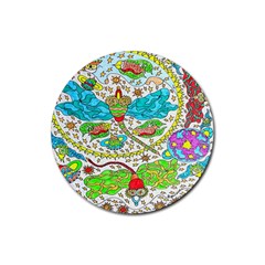 Cosmic Dragonflies Rubber Coaster (round)  by chellerayartisans