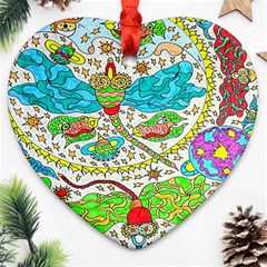 Cosmic Dragonflies Heart Ornament (two Sides) by chellerayartisans