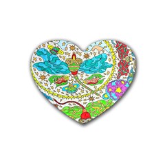 Cosmic Dragonflies Heart Coaster (4 Pack)  by chellerayartisans