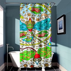 Cosmic Dragonflies Shower Curtain 36  X 72  (stall)  by chellerayartisans