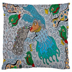 Music Angel Large Flano Cushion Case (two Sides) by chellerayartisans