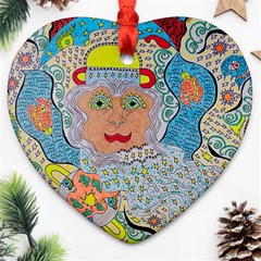 Cosmic Moon Angel Ornament (heart) by chellerayartisans