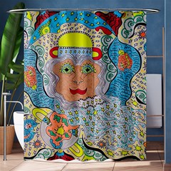 Cosmic Moon Angel Shower Curtain 60  X 72  (medium)  by chellerayartisans