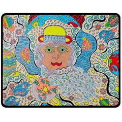 Cosmic Moon Angel Double Sided Fleece Blanket (medium)  by chellerayartisans