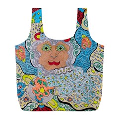 Cosmic Moon Angel Full Print Recycle Bag (l) by chellerayartisans