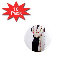 Indiahandycrfats Women Fashion White Dupatta With Multicolour Pompom All Four Sides For Girls/women 1  Mini Magnet (10 Pack)  by Indianhandycrafts