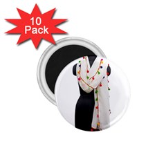 Indiahandycrfats Women Fashion White Dupatta With Multicolour Pompom All Four Sides For Girls/women 1 75  Magnets (10 Pack)  by Indianhandycrafts