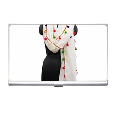 Indiahandycrfats Women Fashion White Dupatta With Multicolour Pompom All Four Sides For Girls/women Business Card Holder by Indianhandycrafts