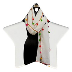 Indiahandycrfats Women Fashion White Dupatta With Multicolour Pompom All Four Sides For Girls/women Star Ornament (two Sides) by Indianhandycrafts