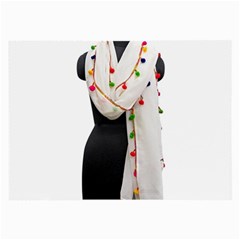 Indiahandycrfats Women Fashion White Dupatta With Multicolour Pompom All Four Sides For Girls/women Large Glasses Cloth (2-side)