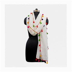 Indiahandycrfats Women Fashion White Dupatta With Multicolour Pompom All Four Sides For Girls/women Medium Glasses Cloth by Indianhandycrafts