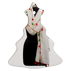 Indiahandycrfats Women Fashion White Dupatta With Multicolour Pompom All Four Sides For Girls/women Christmas Tree Ornament (two Sides) by Indianhandycrafts