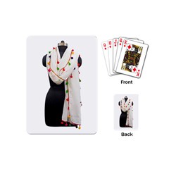 Indiahandycrfats Women Fashion White Dupatta With Multicolour Pompom All Four Sides For Girls/women Playing Cards (mini) by Indianhandycrafts