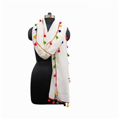 Indiahandycrfats Women Fashion White Dupatta With Multicolour Pompom All Four Sides For Girls/women Small Garden Flag (two Sides) by Indianhandycrafts