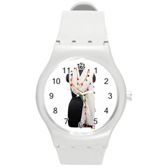 Indiahandycrfats Women Fashion White Dupatta With Multicolour Pompom All Four Sides For Girls/women Round Plastic Sport Watch (m) by Indianhandycrafts