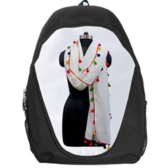 Indiahandycrfats Women Fashion White Dupatta With Multicolour Pompom All Four Sides For Girls/women Backpack Bag by Indianhandycrafts