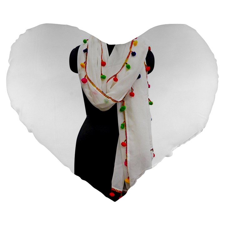 Indiahandycrfats women Fashion White Dupatta with Multicolour Pompom all four sides for Girls/women Large 19  Premium Heart Shape Cushions