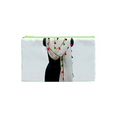 Indiahandycrfats Women Fashion White Dupatta With Multicolour Pompom All Four Sides For Girls/women Cosmetic Bag (xs) by Indianhandycrafts