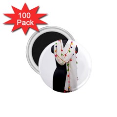 Indiahandycrfats Women Fashion White Dupatta With Multicolour Pompom All Four Sides For Girls/women 1 75  Magnets (100 Pack)  by Indianhandycrafts