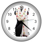 Indiahandycrfats women Fashion White Dupatta with Multicolour Pompom all four sides for Girls/women Wall Clock (Silver) Front