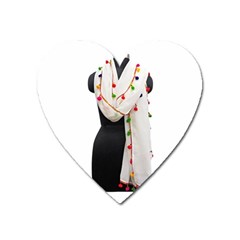 Indiahandycrfats Women Fashion White Dupatta With Multicolour Pompom All Four Sides For Girls/women Heart Magnet by Indianhandycrafts