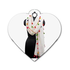 Indiahandycrfats Women Fashion White Dupatta With Multicolour Pompom All Four Sides For Girls/women Dog Tag Heart (two Sides) by Indianhandycrafts