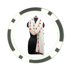 Indiahandycrfats Women Fashion White Dupatta With Multicolour Pompom All Four Sides For Girls/women Poker Chip Card Guard by Indianhandycrafts