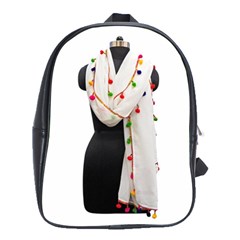 Indiahandycrfats Women Fashion White Dupatta With Multicolour Pompom All Four Sides For Girls/women School Bag (large) by Indianhandycrafts