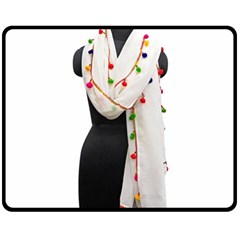 Indiahandycrfats Women Fashion White Dupatta With Multicolour Pompom All Four Sides For Girls/women Fleece Blanket (medium) 