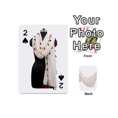 Indiahandycrfats Women Fashion White Dupatta With Multicolour Pompom All Four Sides For Girls/women Playing Cards 54 (mini) by Indianhandycrafts