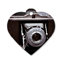 Vintage Camera Dog Tag Heart (two Sides) by snowwhitegirl