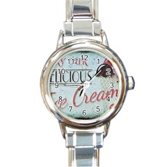 Delicious Ice Cream Round Italian Charm Watch