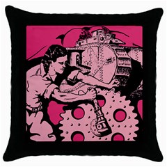 Working Woman Throw Pillow Case (black) by snowwhitegirl